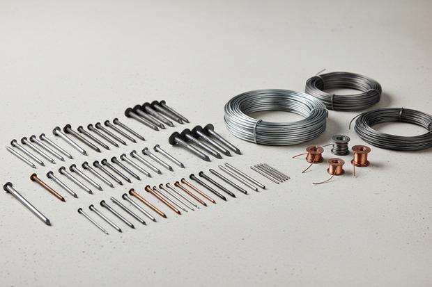 згенеруй фото колекцій цвяхів та дротів